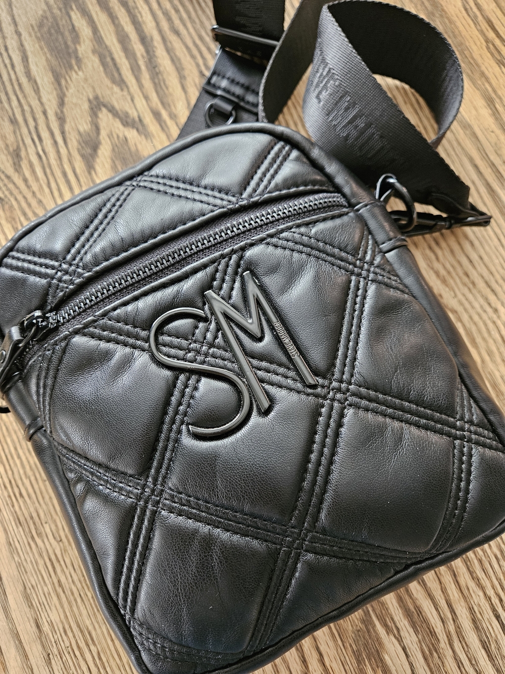 Steve Madden Black Logo Jacquard Strap